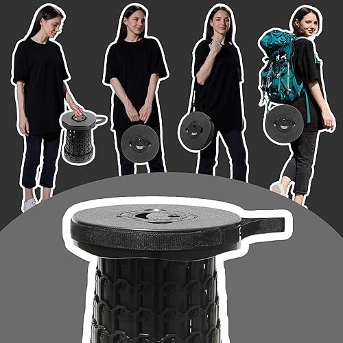 Miniatura 5 de Taburete plegable retráctil portátil mejorado de 19.7" con cojín, taburete plegable telescópico para adultos de alta resistencia con capacidad