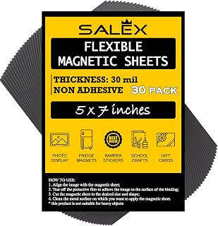 Magnetic Sheets 5" x 7" Non Adhesive 30 mil 30 Pack for Dies Storage - Flexible Blank Magnet Sheet 5x7 Inches Set for Crafts, DIY, Sign Making, to Make Dots, Square Magnets, Circles, Strips, Tape