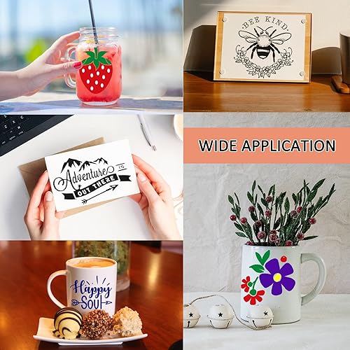 Miniatura 5 de HTVRONT Rollo de cinta de papel de transferencia de 6 pulgadas x 50 pies + vinilo para Cricut 7 piezas de 12 x 12 pulgadas + vinilo permanente