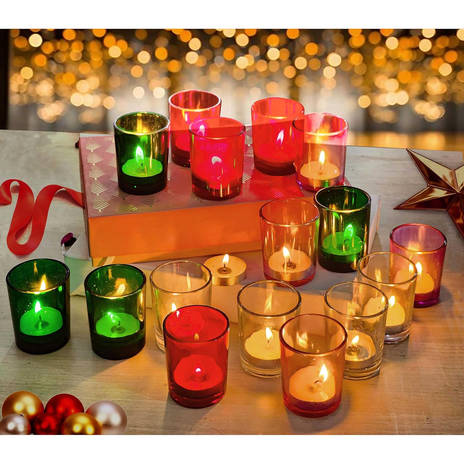 Diwali Sale Pure Source India Set Of 6 Glass Votive Tealight Candle Holders - Living Room Side Table Home Decoration (Glass, Pack Of 6, Yellow) 3 Diwali Sale Pure Source India Set Of 6 Glass Votive Tealight Candle Holders - Living Room Side Table Home Decoration (Glass, Pack Of 6, Yellow)