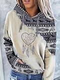 Women's Casual Fashion Crew Neck Hooded Sweatshirt, Western Ethnic Style, Retro Print Women's Top Sweatshirt