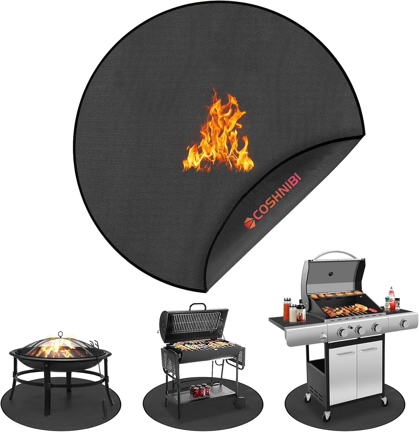COSHNIBI 36" Round Under Grill Mat, Fire Pit Mat Fireproof