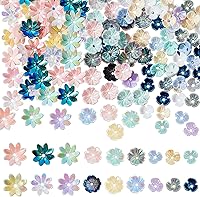 ARRICRAFT 150pcs Resin Flower Bead End Caps - 3 Styles Multi-Petal AB Spacer Beads for DIY Necklaces Bracelets Jewelry Crafts