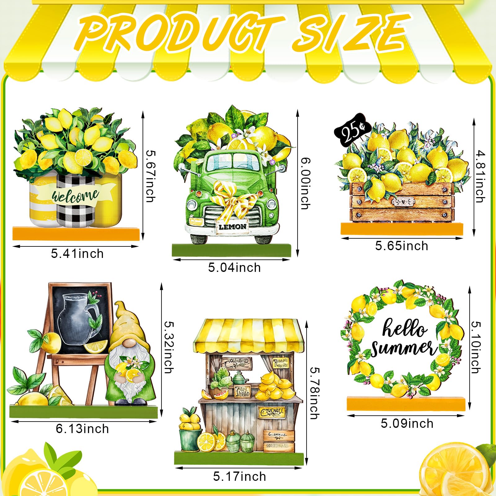 Amazon.com: Wenqik 6 Pcs Summer Lemon Table Decor Lemon Signs