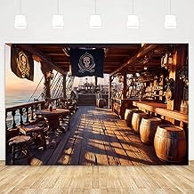 Vintage Pirate Ship Backdrop Pirate Cabin Old Wooden Ship Deck Photography Background Pirate Themed Kids Adult Birthday Party Decoration Banner Photo Booth Props 9x6ft