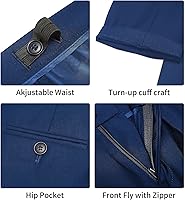 Vista 6 de Marvelous World - Conjunto de traje formal de corte entallado para niños, cintura ajustable