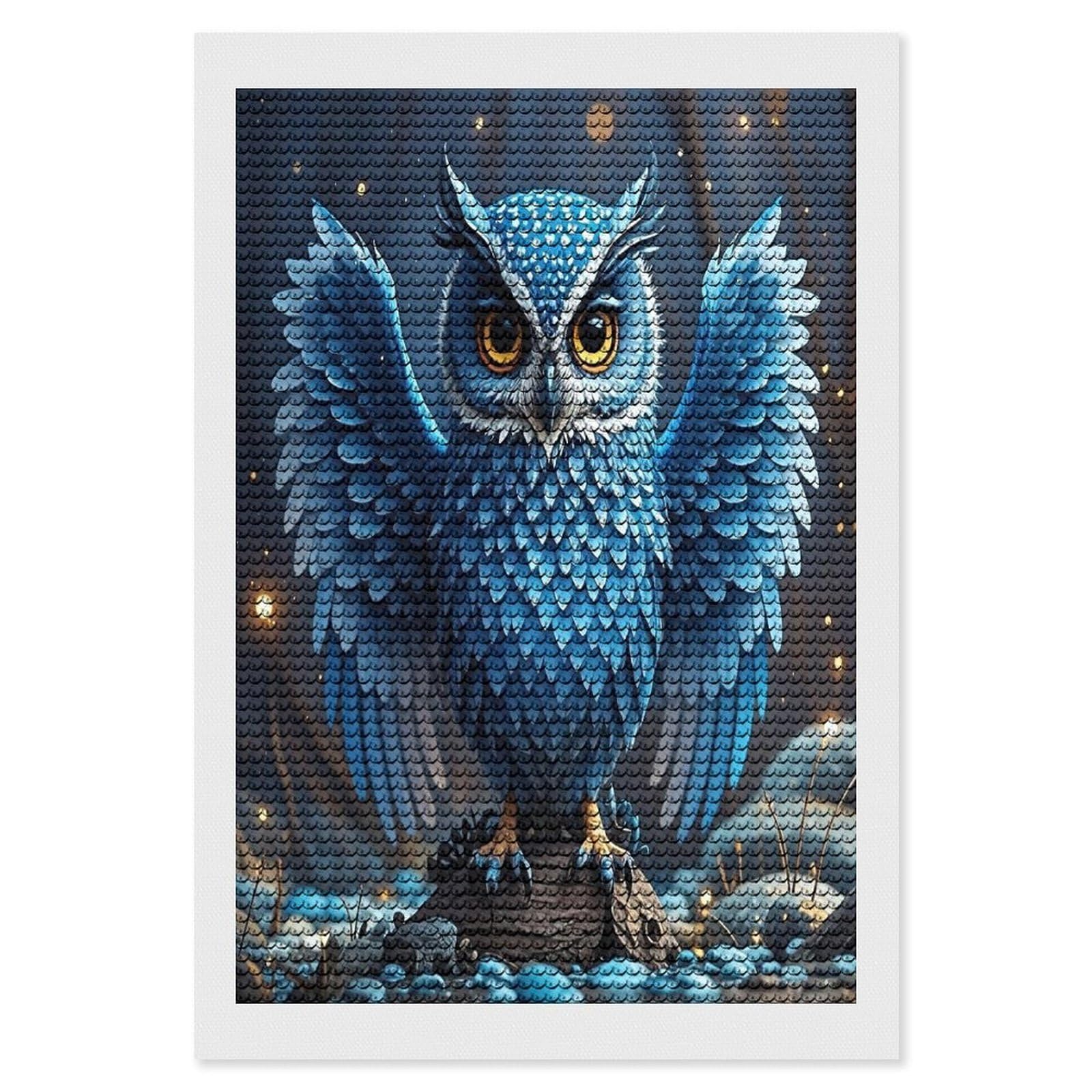 FekiLoot Blue Owl Diamond Painting Kits for Adults Round Paint with Diamonds Pictures Gem Art Painting Kits Personalized Diamond Art Full Drill for Beginners Home Wall Decor
