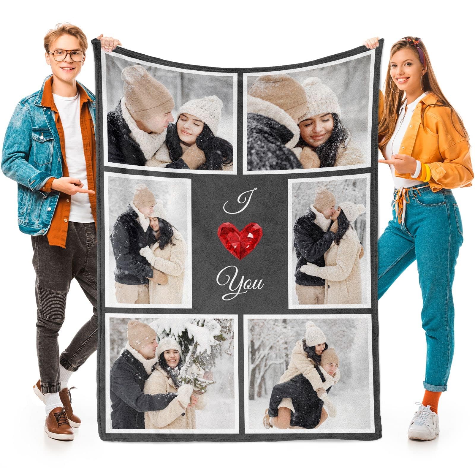 I Love You Gifts for Couples, Custom Blanket with Photos, Personalized Blankets with Pictures, Photo Blankets Using My Own Photos, Personalised Gifts for Christmas