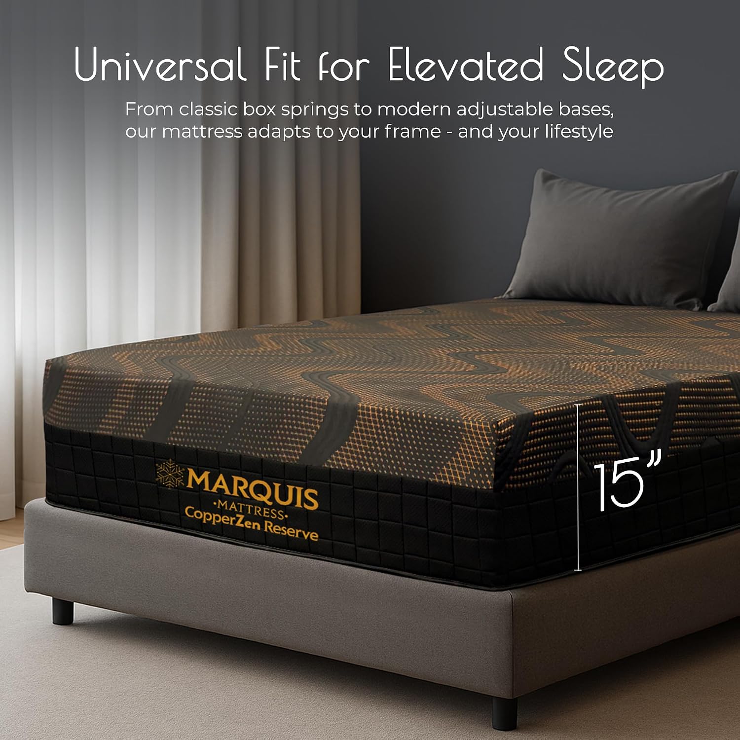 Marquis CopperZen Reserve Hybrid Plush Mattress – Twin Size Hybrid Cooling Mattress, Copper-Infused Cover, Tri-Zone Pocket Coil Support, Ultra-Plush with Pressure Relief