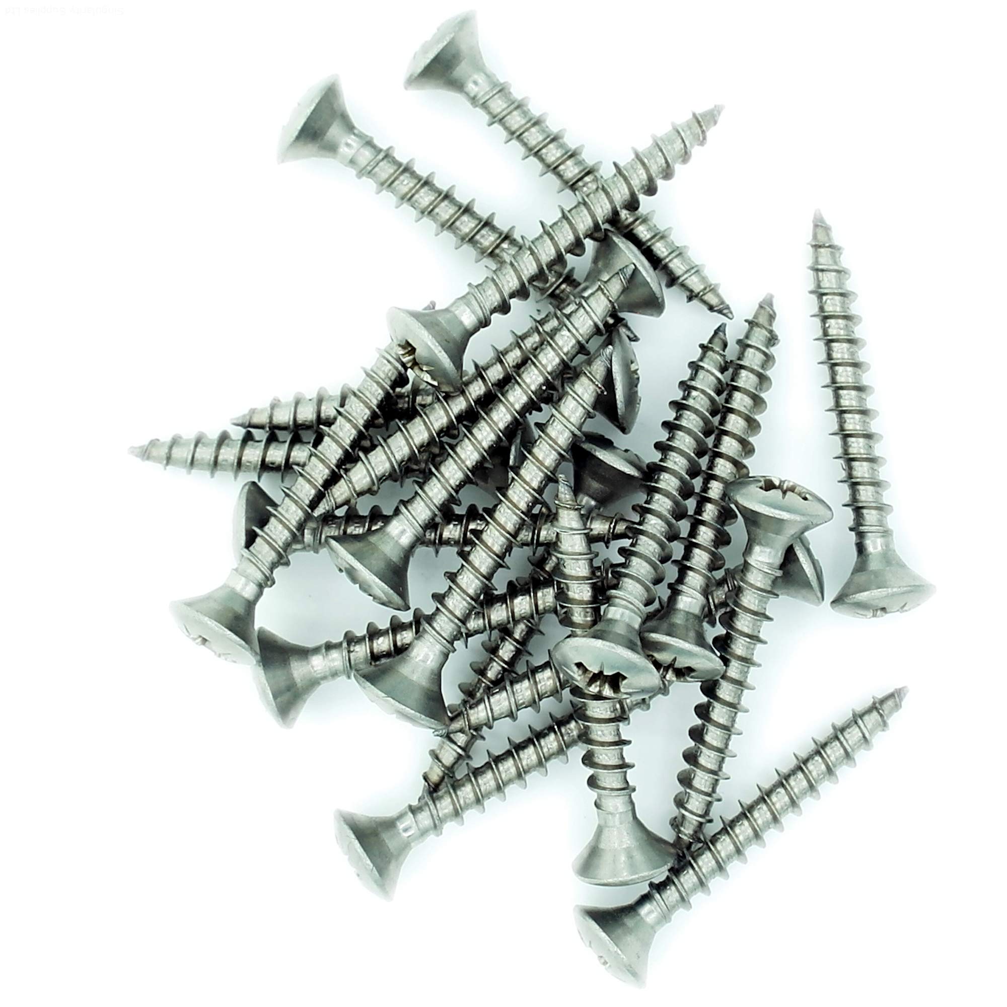 Singularity Supplies No.4 X 0.5 (3Mm X 12Mm) Pozi Raised Countersunk Chipboard Screw - Stainless Steel (A2) (Pack Of 20)