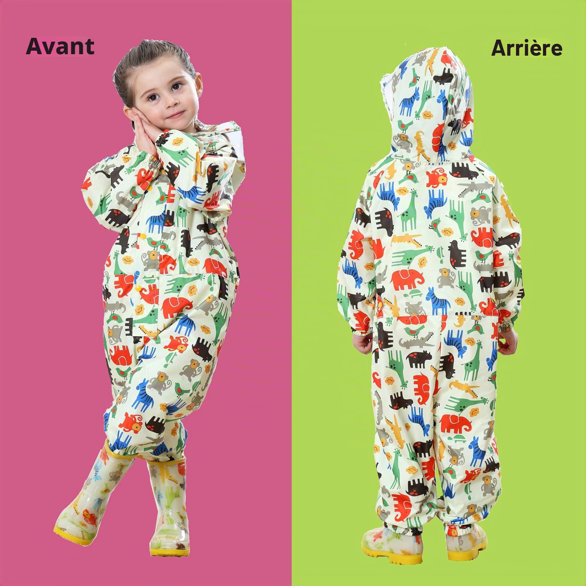 Enfants Imperméables à Capuche Imperméables Combinaison de Pluie Poncho Veste Respirant Manches Longues Vêtements pour Enfants Unisexe Filles Garçons 1-7 ans