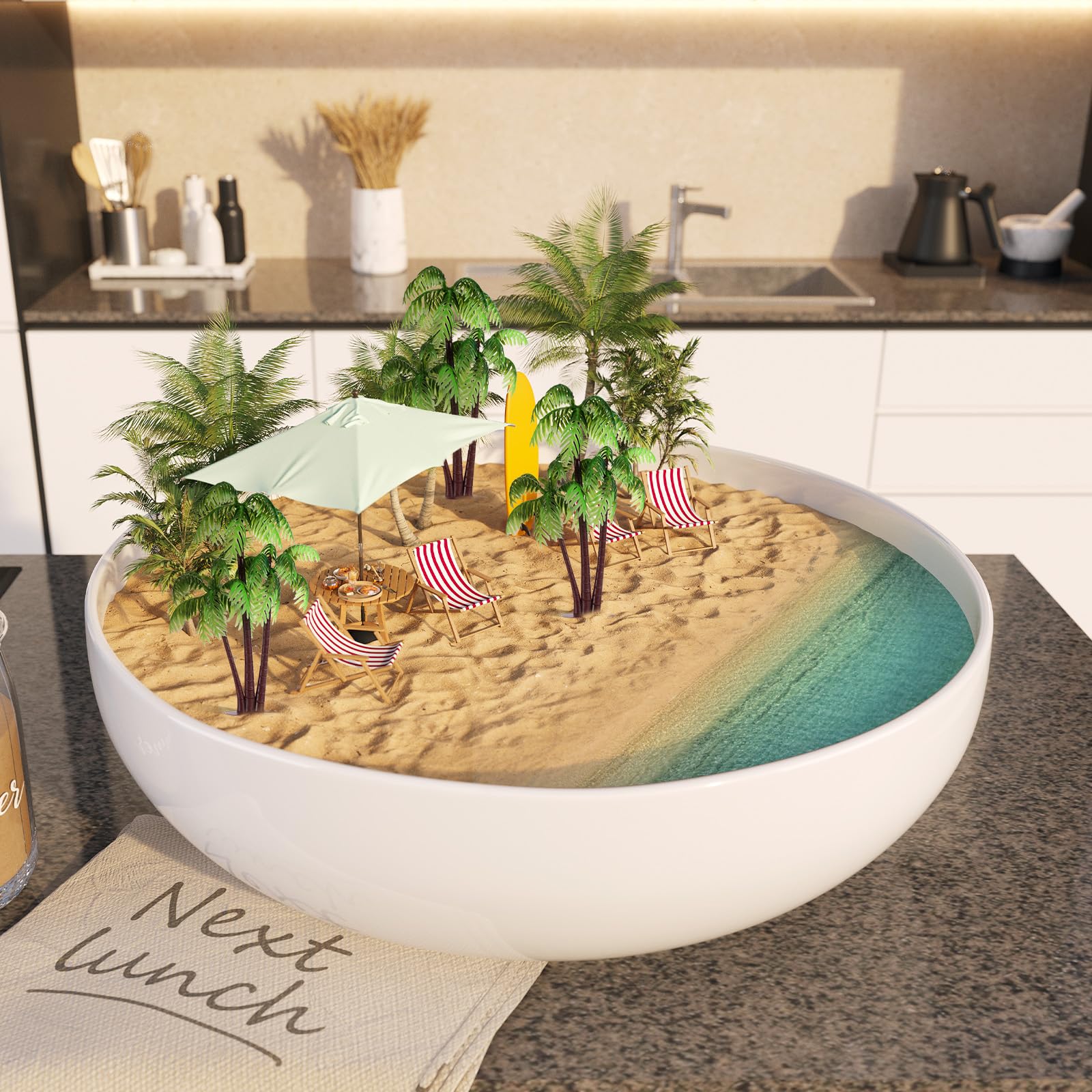 Bewudy 10 Piezas de Modelo de Palmera en Miniatura, Mini Figuras de Palmera, Modelo de Mesa de Arena, Modelos de Plantas Verdes, simulación, Manualidades, decoración de Pasteles para