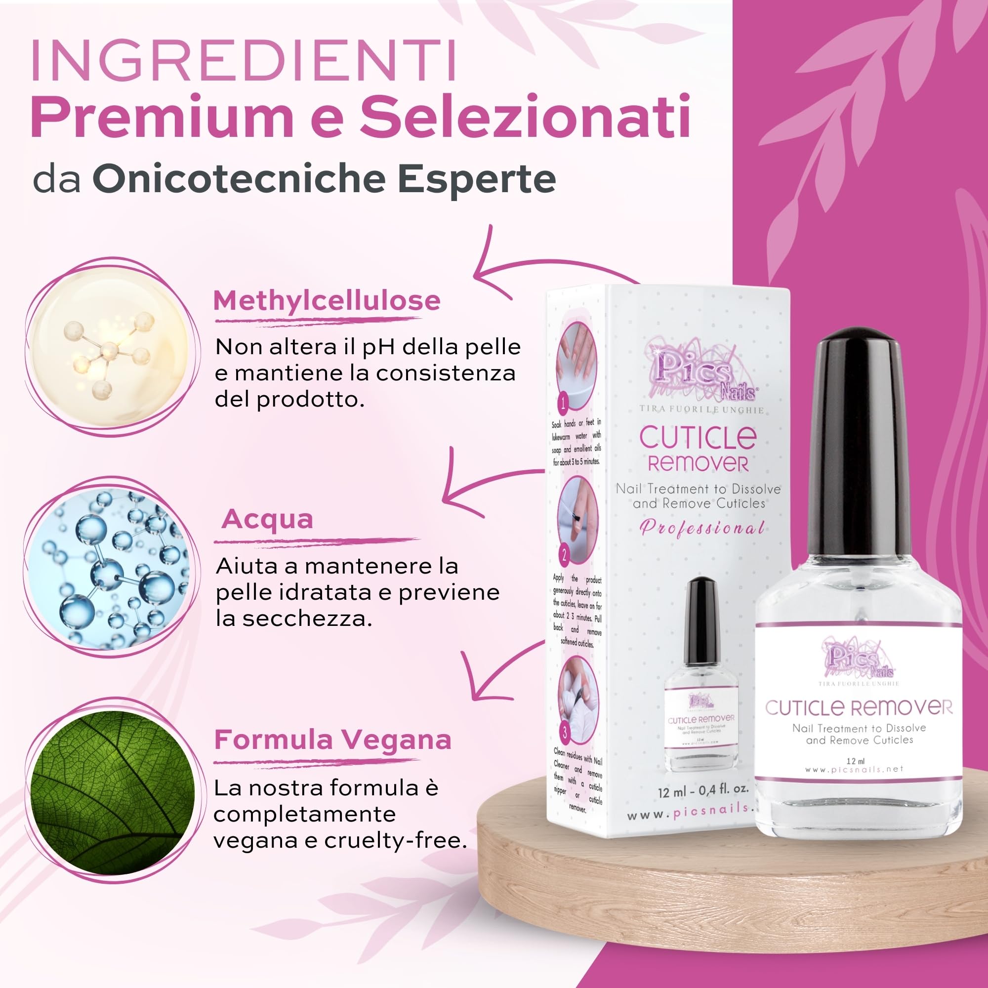 Rimuovi Cuticole Unghie di Mani e Piedi Professionale 12 ml - Scioglie e Rimuove Cuticole Trattamento per Unghie di Mani e Piedi