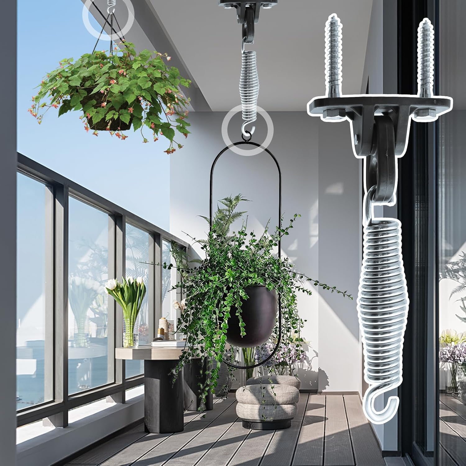 750 Lbs Heavy-Duty Porch Swing Hanging Kit with Springs, for Hammock Chairs & Ceiling Mount Swings