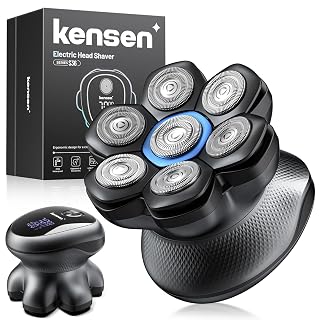 kensen Rasoir Tete Chauve Homme 7D Tondeuse Crane Chauve 90 Mins d'Autonomie 2 Vitesses Rasoir Crane Homme Chauve Étanche IPX6-Wet & Dry,USB-C,sans Fil,avec Écran LED (Noir) - Amazon product rated Grade A
