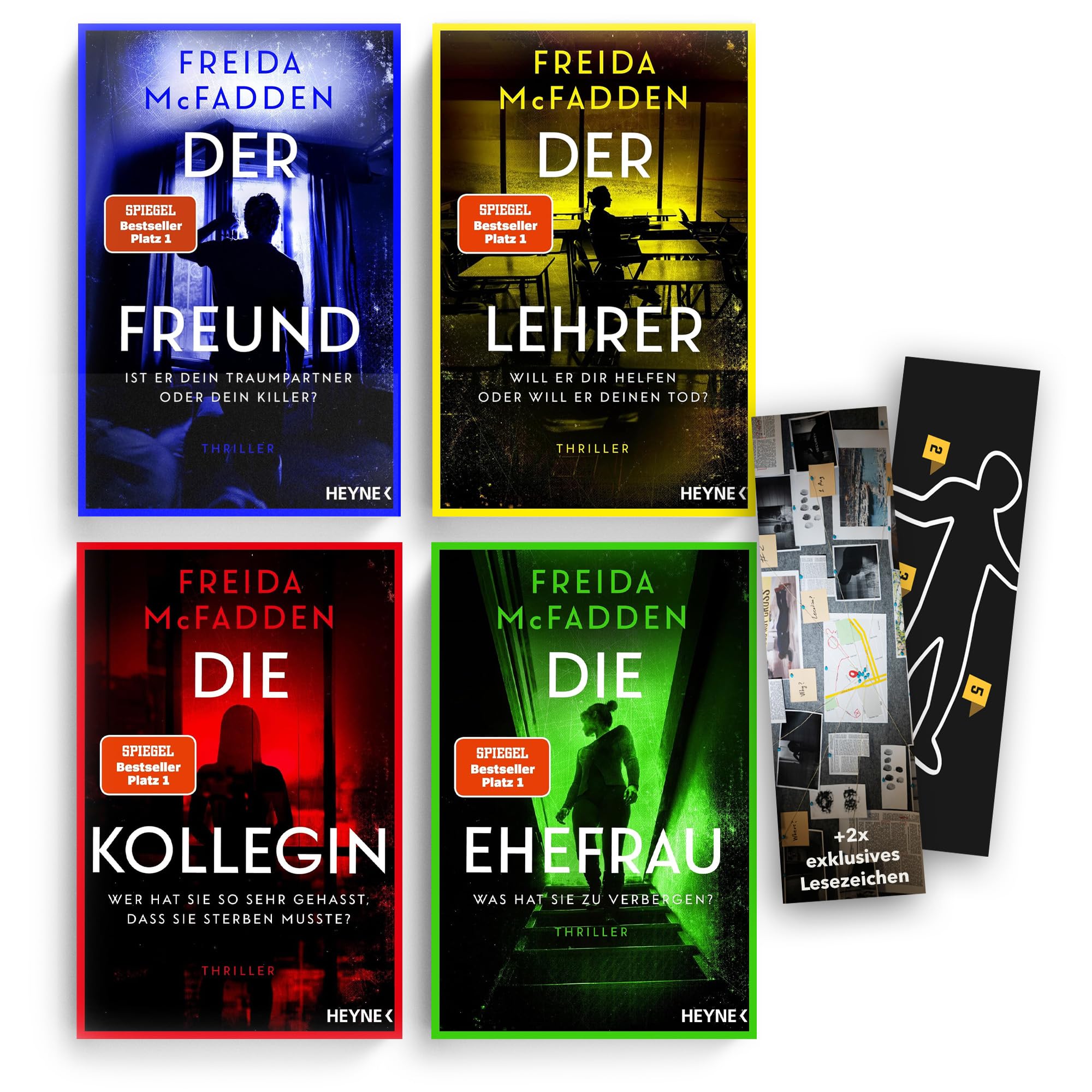 Freida McFadden Thriller Buchset - Der Freund, Der Lehrer, Die Kollegin, Die Ehefrau - SPIEGEL Bestseller - 4 Psychothriller & 2 exklusive Lesezeichen - Spannung pur von der Autorin von The Housemaid