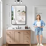 KOCUUY Bathroom Mirror 30" x 40", Rectangle Mirror with Black Frame, Vanity Mirror for Wall, Wall Mounted Mirror for Bedroom Bathroom Living Room Entryway, Horizontal or Vertical