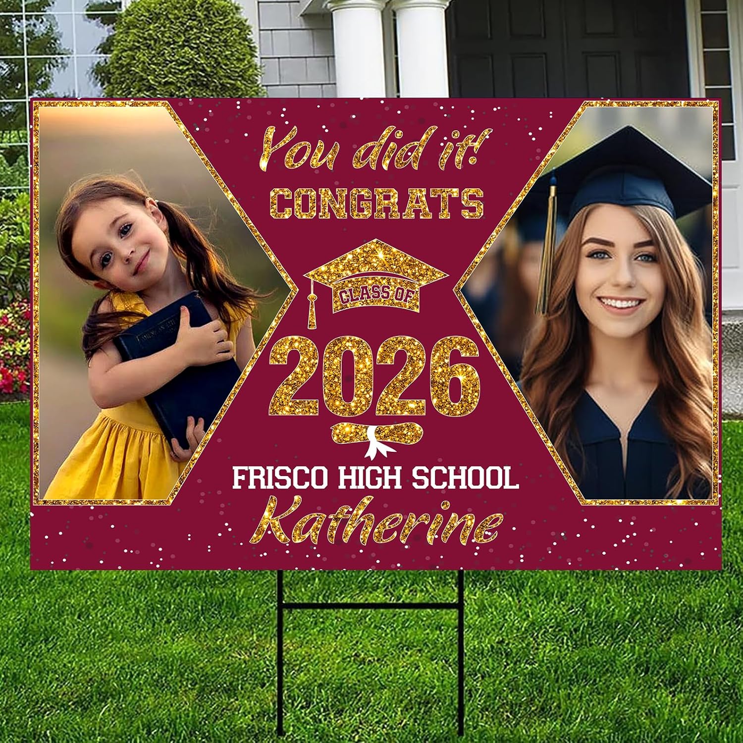Personalized Graduation Yard Sign 2026 with Photo, Senior Class Of 2026 Yard Signs, Graduate 2026 Sign, High School Graduation Sign, College Graduation Signs, Graduation 2026 Lawn Sign, Congrats!