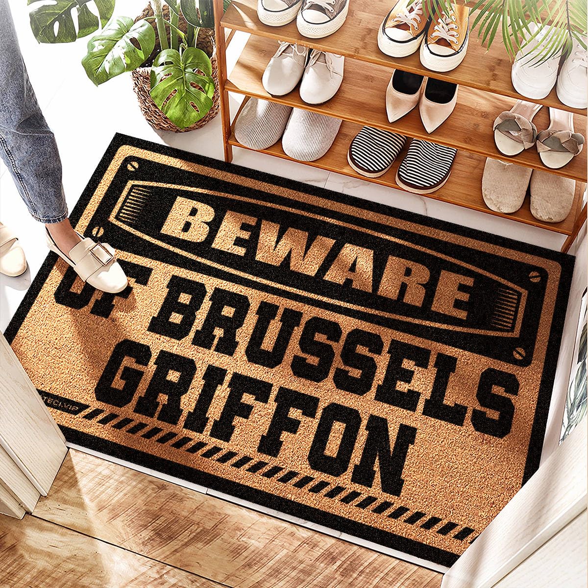 Grand paillasson 50x80 cm avec motif Griffon de Bruxelles humour et étanche