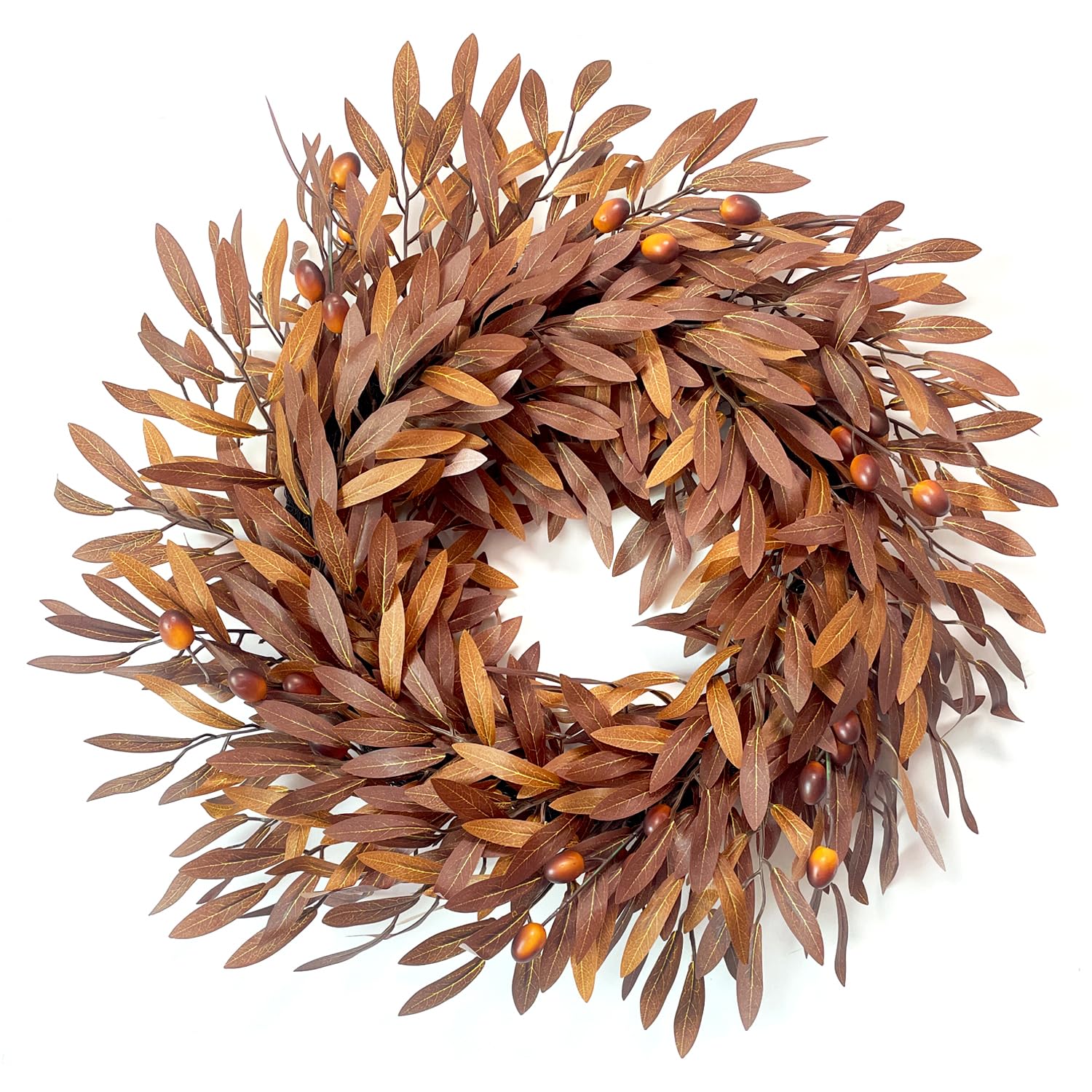 Fall Wreath for Front Door, 24 Inch Artificial Olive Wreath