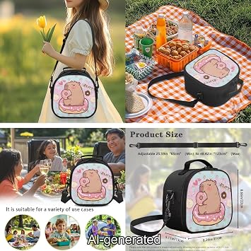 Capybara Backpack School Set 4Pcs with Lunch Bag Pen Bag Set Bottle Sleeve for Girls Boys Multifunctional Pencil Case Suitable for Elementary Middle School High