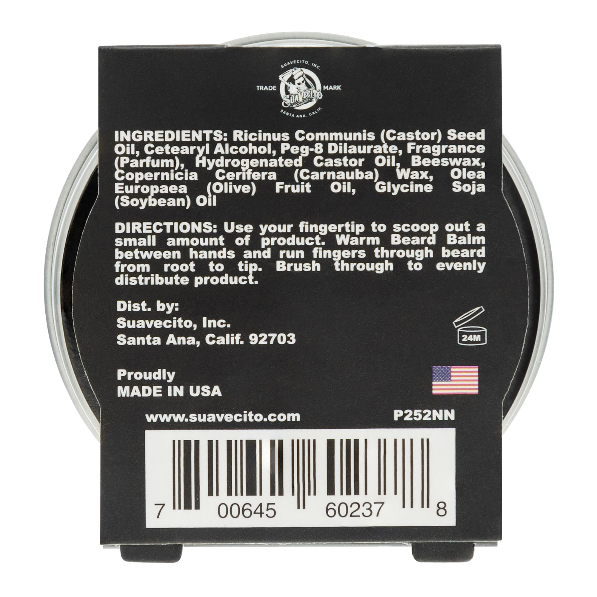 Suavecito Original Scent Beard Balm 1.5 oz Can - No Flaking, Eliminates Dryness & Itchiness - Conditions, Nourishes, Hair & Skin