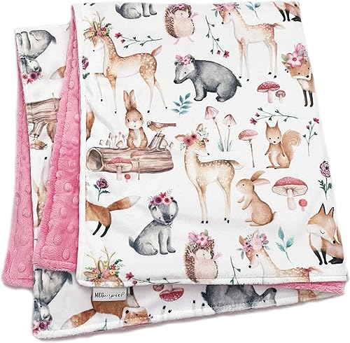 Miniatura 2 de MEG ORIGINAL Manta para bebé niña, Sweet Darlings, Woodland Animals de doble grosor y manta de cochecito suave celestial
