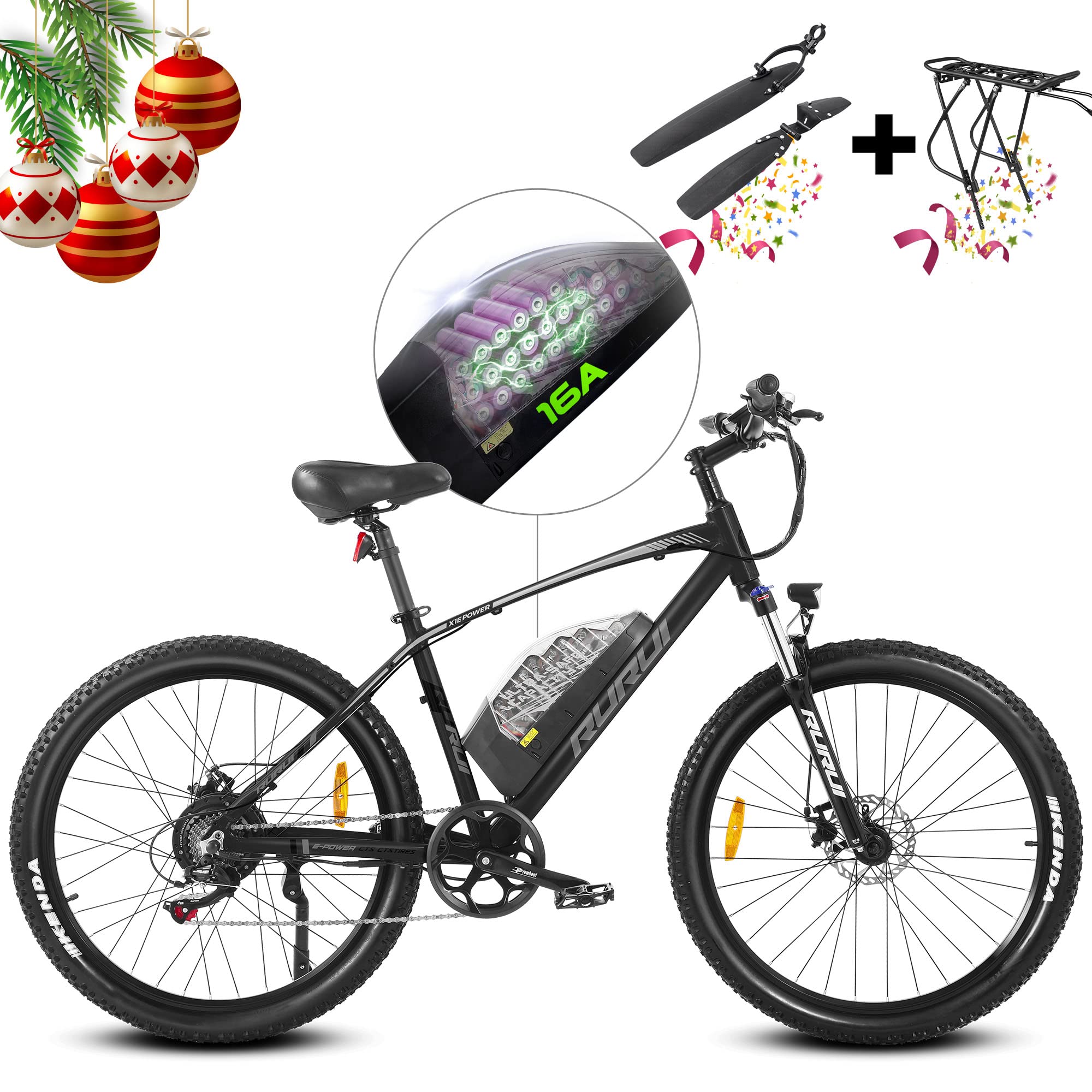 SAMEBIKE 48V 16Ah Transparent Battery 27Mph 500W Electric Bike Electric Mountain Bike for Adults, 27.5 inch Ebikes with Front Suspension, Shimano 7-Speed Gears and Smart Display, Urban City Commuter