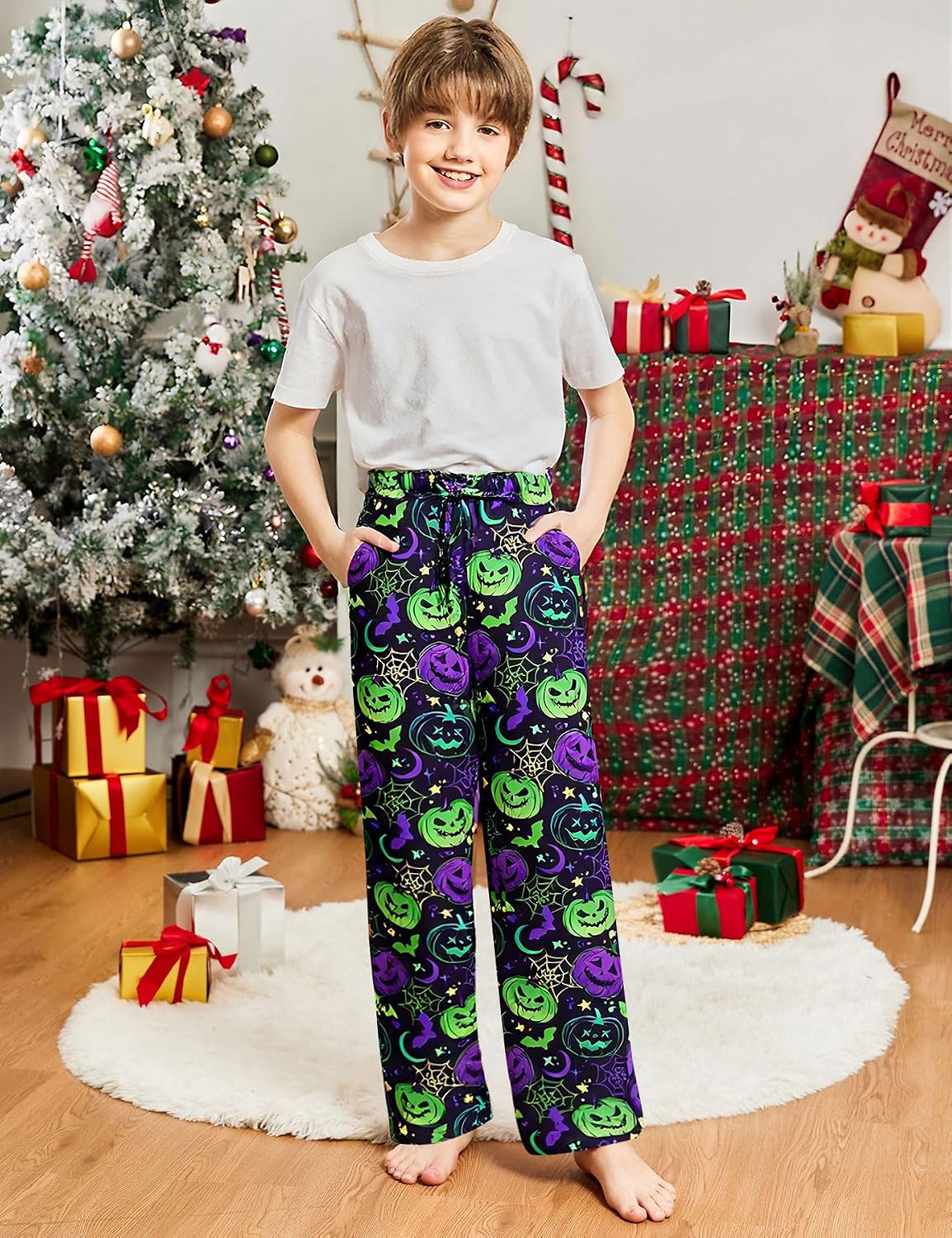 BFUSTYLE Kids Pajama Pants Funny Boys Girls Pyjamas Loose Holiday Bottoms 6-16 Years Pjs Trouser