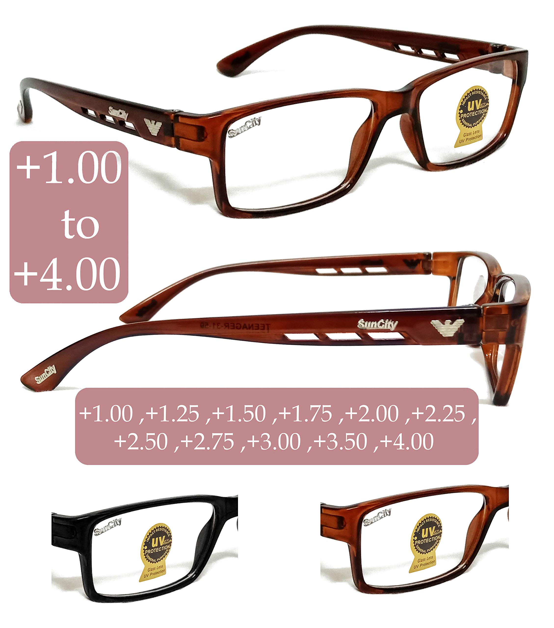 Sun City +1.00 to +4.00 Reading Glasses for Men and Women (+1.00 +1.25 +1.50 +1.75 +2.00 +2.25 +2.50 +2.75 +3.00 +3.50 +4.00) (BROWN, 1.50) (B08BJ12XDN) Amazon Price History, Amazon Price Tracker