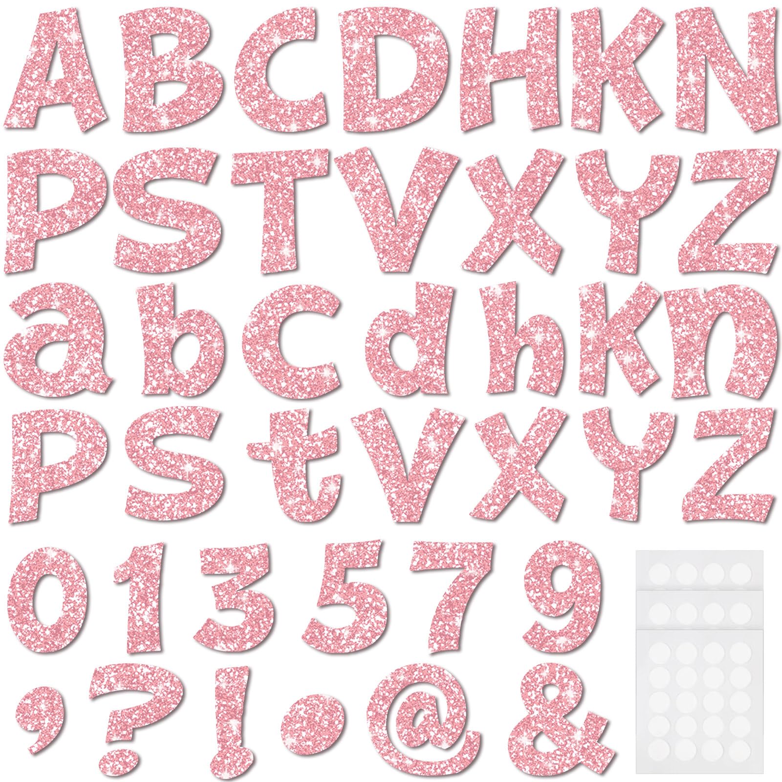 Colarr 216 Pcs Pink Bulletin Board Letters for School Glitter, 4 Inch