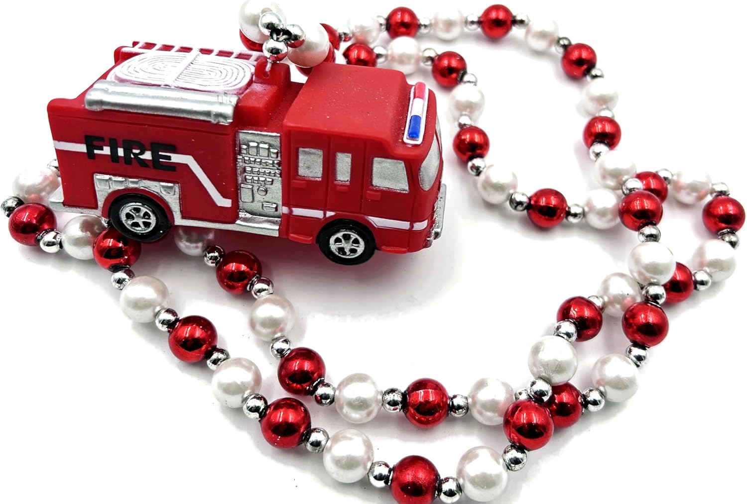 Rubber Fire Truck Mardi Gras Bead Necklace New Orleans