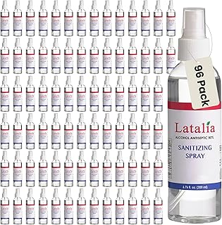 Latalia Fragrance Free Hand Sanitizer Spray Pack of 6 with 80% Alcohol | 200ml Sanitizing Spray Infused with Glycerin & Hydrogen Peroxide - Travel Size, No Rinse, Non Sticky & Less Drying Formula