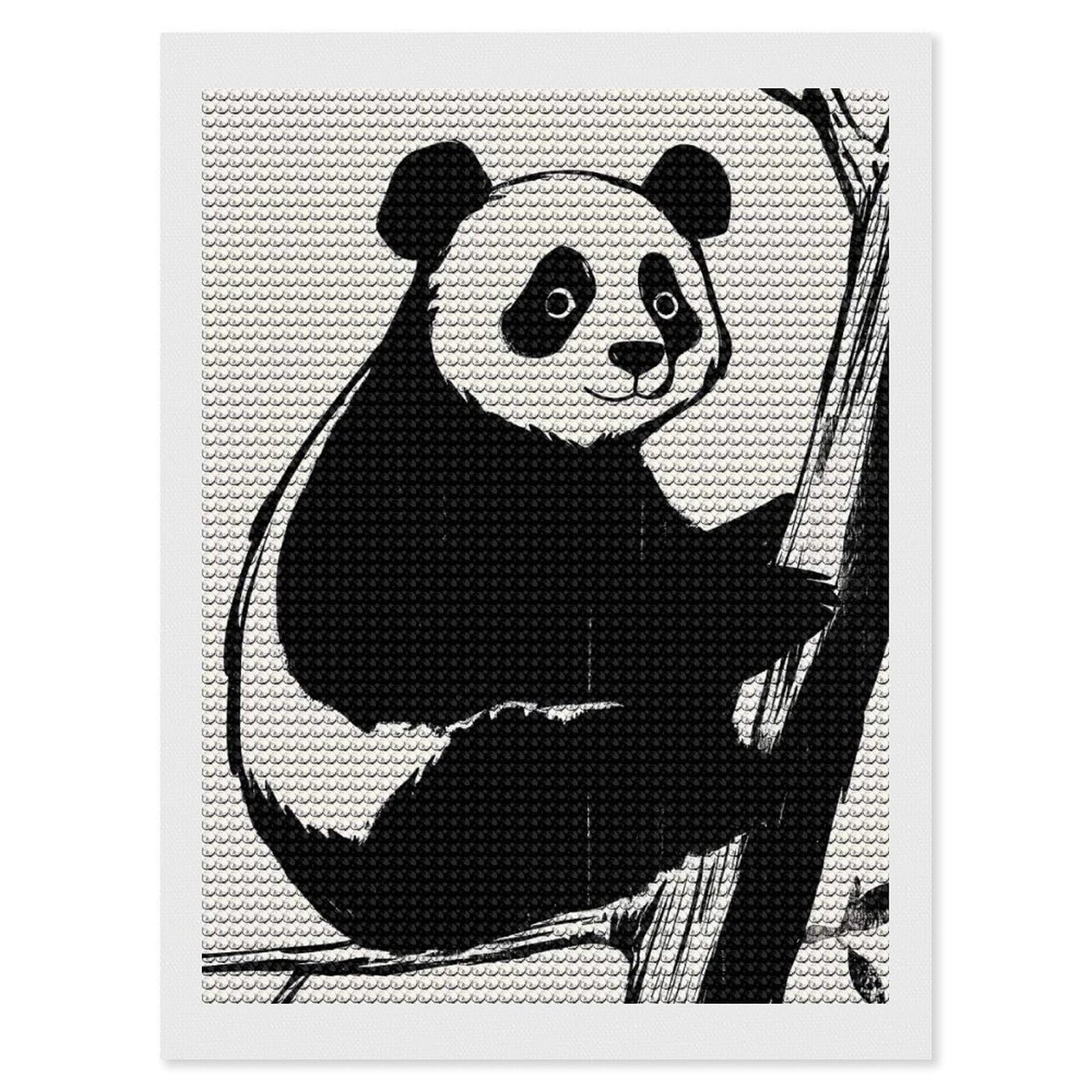 Junmoney Panda on Branch Diamond Painting Set 12"x16", Stress Relief Craft, Easy to Enjoy, Vintage Style Decor, Festive Craft Gift