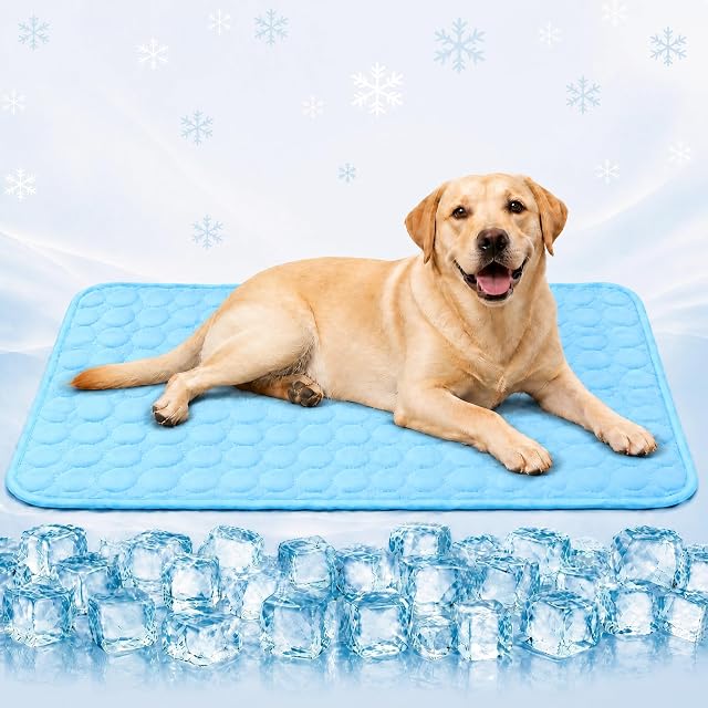 BASVII Alfombra Refrescante para Perros y Gatos 100x70cm, Manta Refrescante para Perros Verano Sin Gel