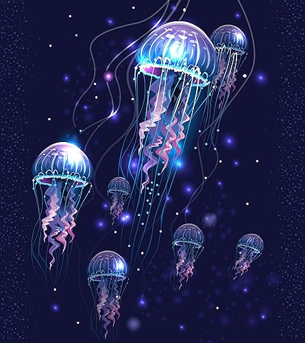 Miniatura 2 de Papel tapiz de medusas Mural de pared de escena oceánica submarina Decoración de pared de habitación de niños Papel tapiz de baño Decoración de