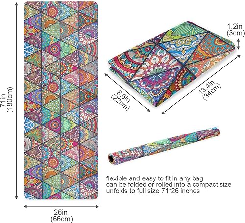 Miniatura 5 de Tapete de yoga con motivos otomanos de mandala, textura antideslizante, tapete de yoga ecológico, tapete de ejercicio y entrenamiento para yoga,