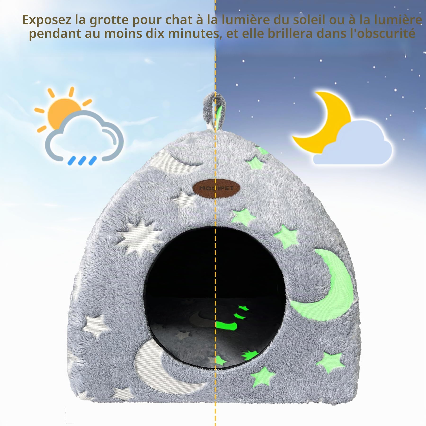 Niche pour Chat d’intérieur Maison Chat avec Coussin en Peluche Nid de Chat Abri Chaud Lit pour Petits Animaux 33x33x35cm
