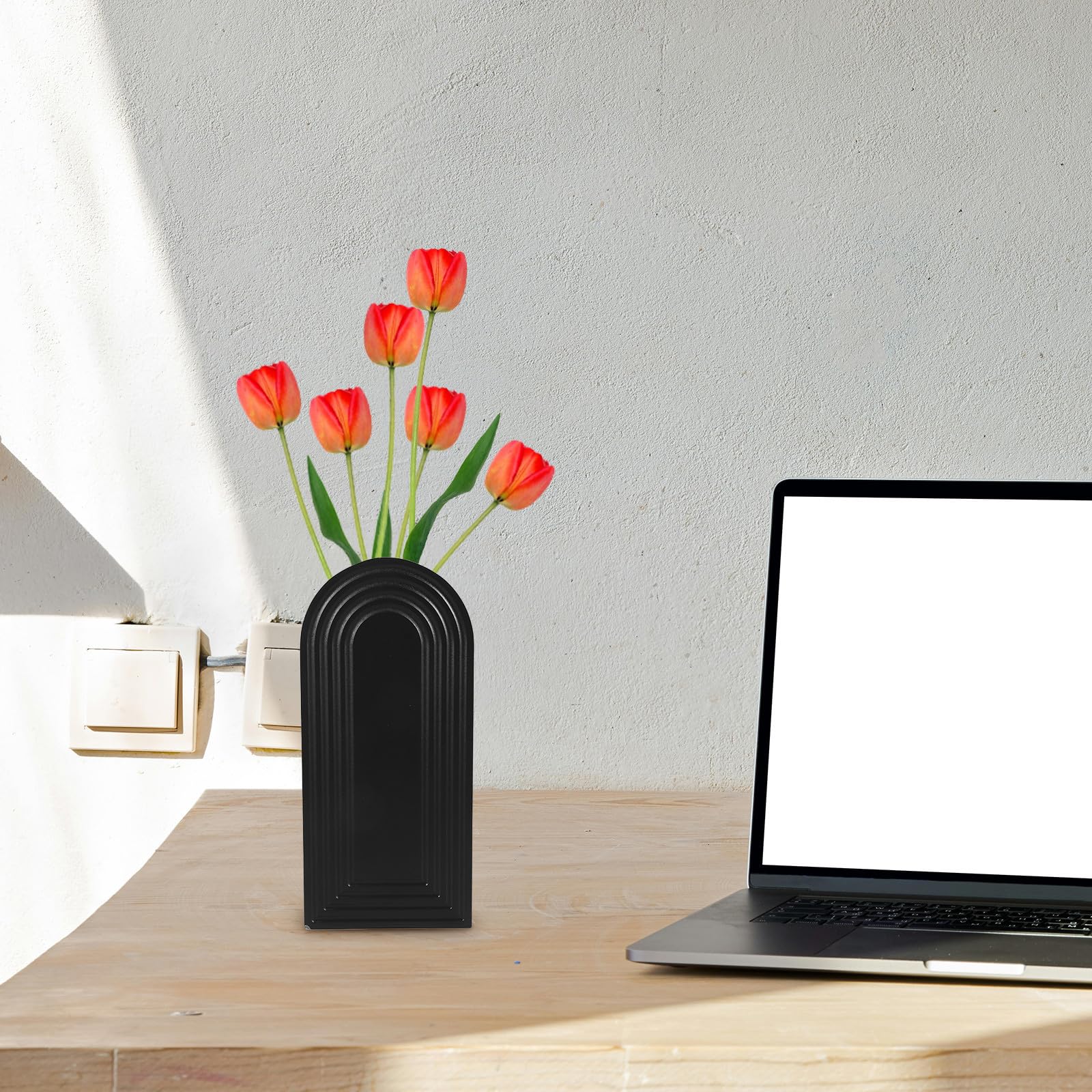 2 Stück Wandvase für Pflanzenschnitte, Schwarz, Einfache Montage