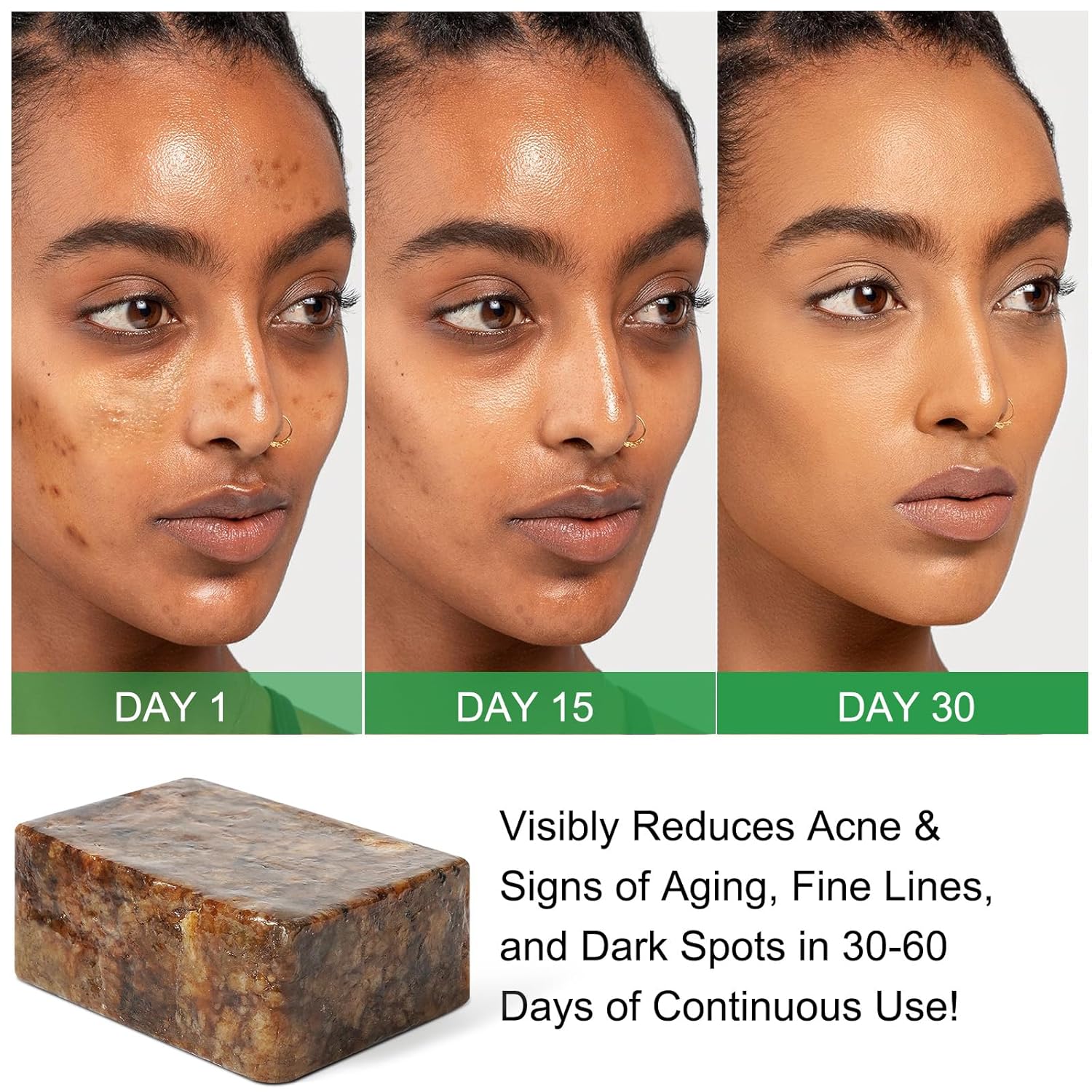 Organic African Black Soap, African Soap for Acne & Dark Spots, Raw Black Soap Bar for All Skin Types - Face, Body, Hair, 3.53 oz - Image 3