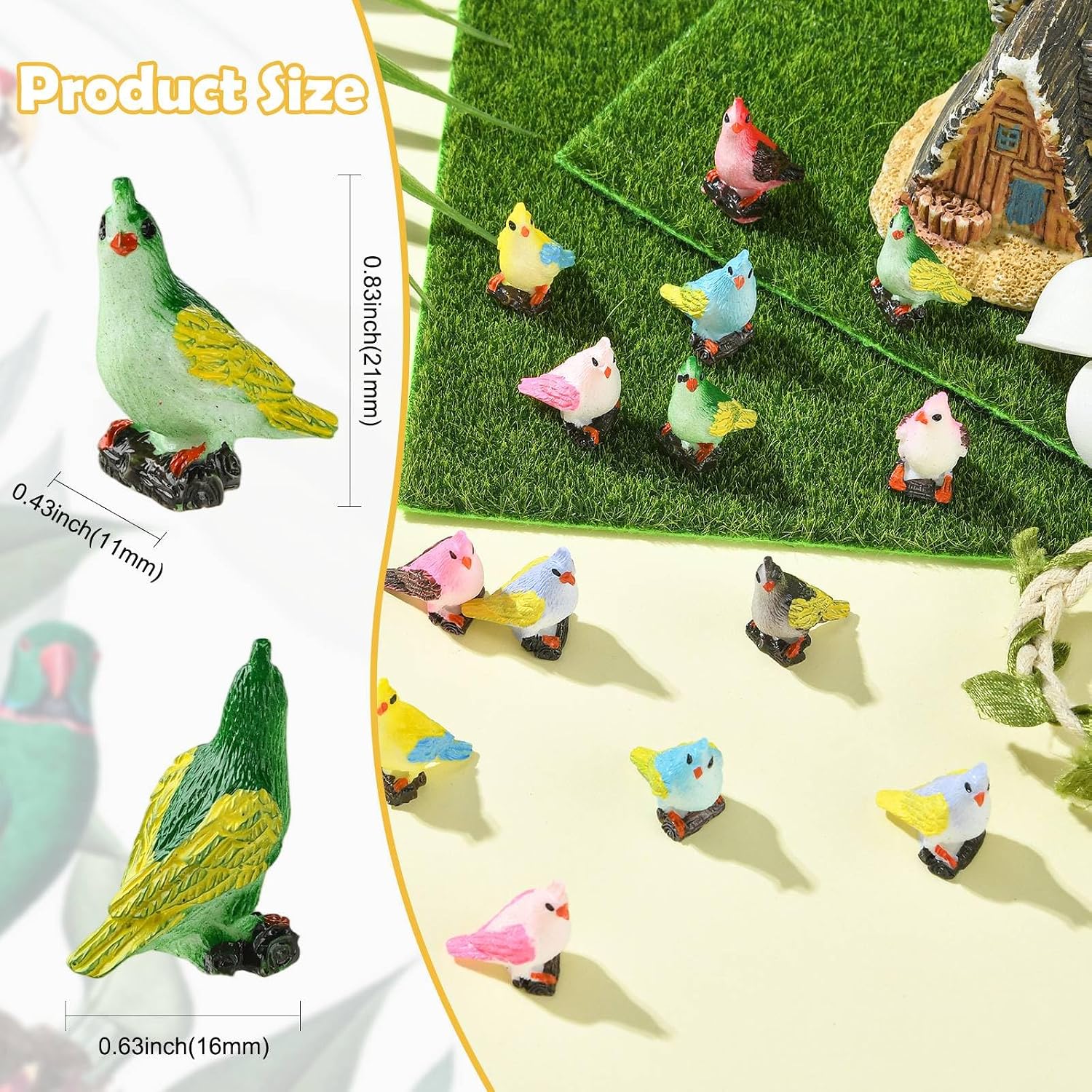 16Pcs Colorful Resin Parrot Figurines Tiny Wild Animal Bird Ornaments for Garden Dollhouse Accessories Home Decoration image 2
