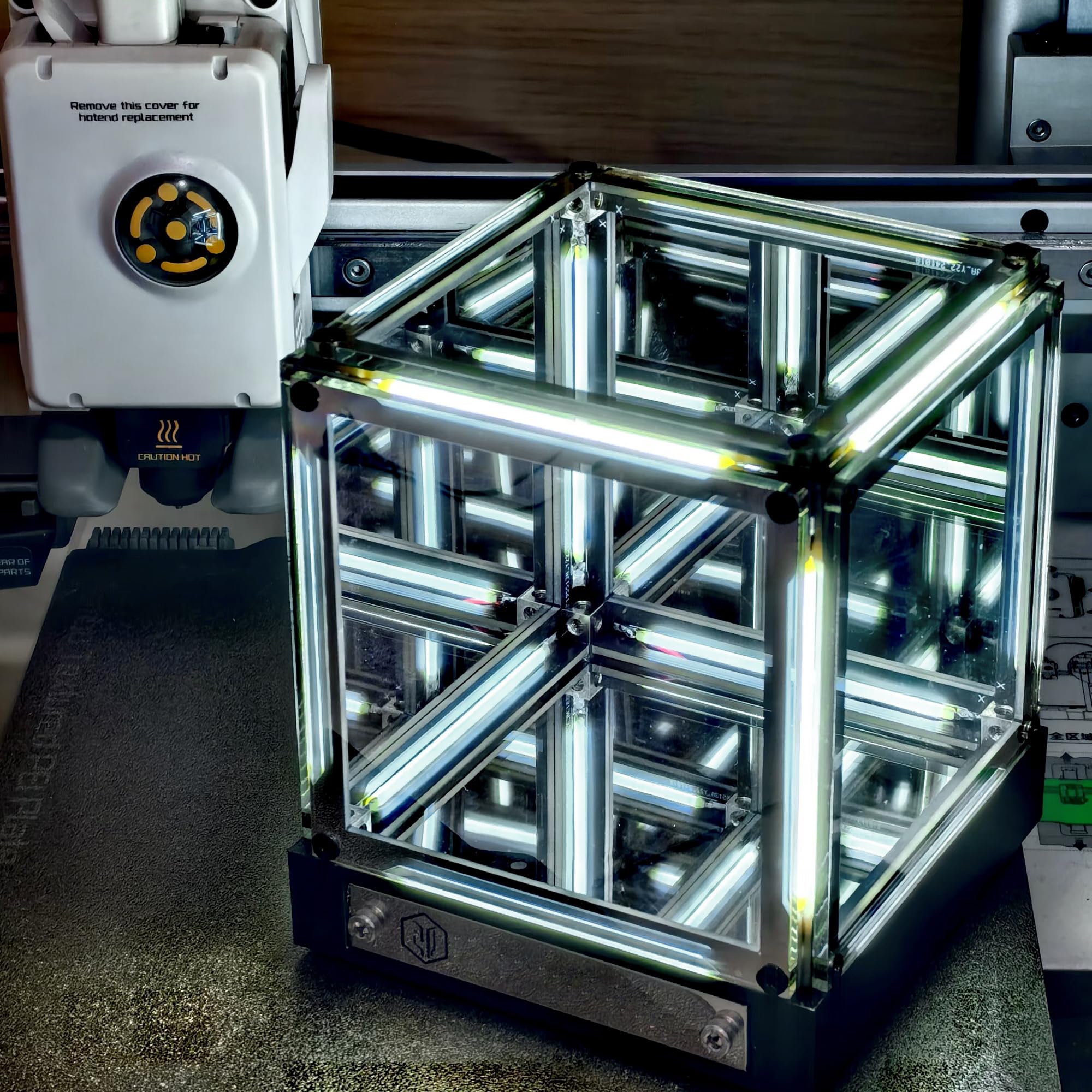 4D Spiegel Würfellampe LED USB-C Aufladbar mit Touch | Futuristische 4D Spiegeloptik für beeindruckende Lichteffekte auf Schreibtisch, Nachttisch und Gaming-Setup
