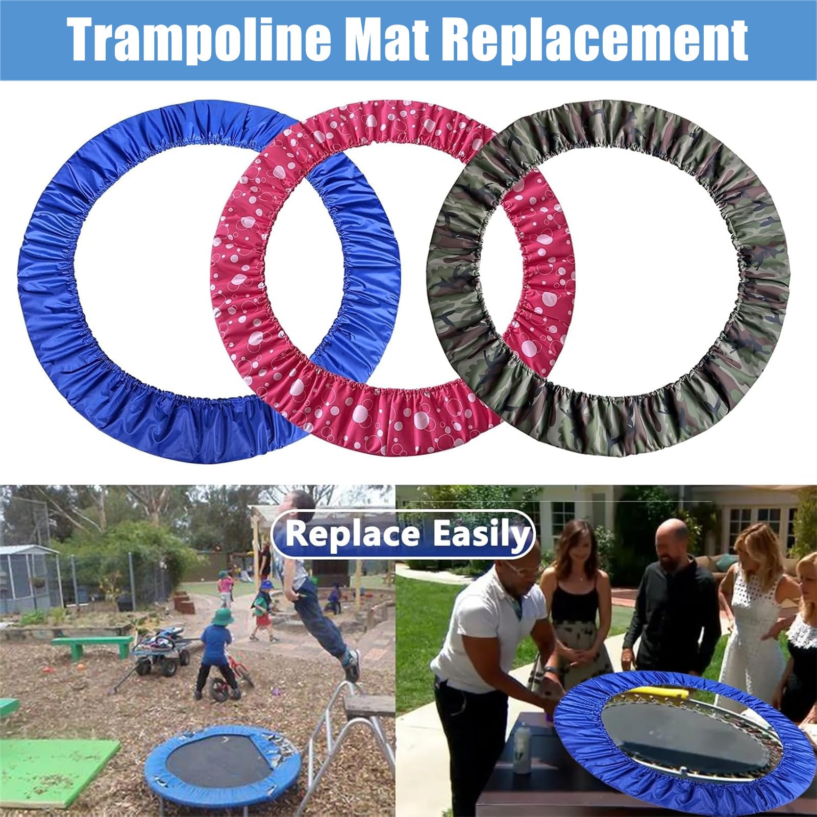 Trampolin Randabdeckung 82-152cm,Indoor Erwachsene Kinder Fitness Trampolin Umrandung,UV-beständig reißfest Federabdeckung Randschutz Sicherheitsmatte Trampolinzubehör
