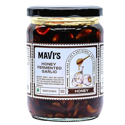 MAVI's Honey Fermented Garlic | Long Ferment | 100% Natural & No Preservatives, Artificial Flavour, Colour or Sweetener 