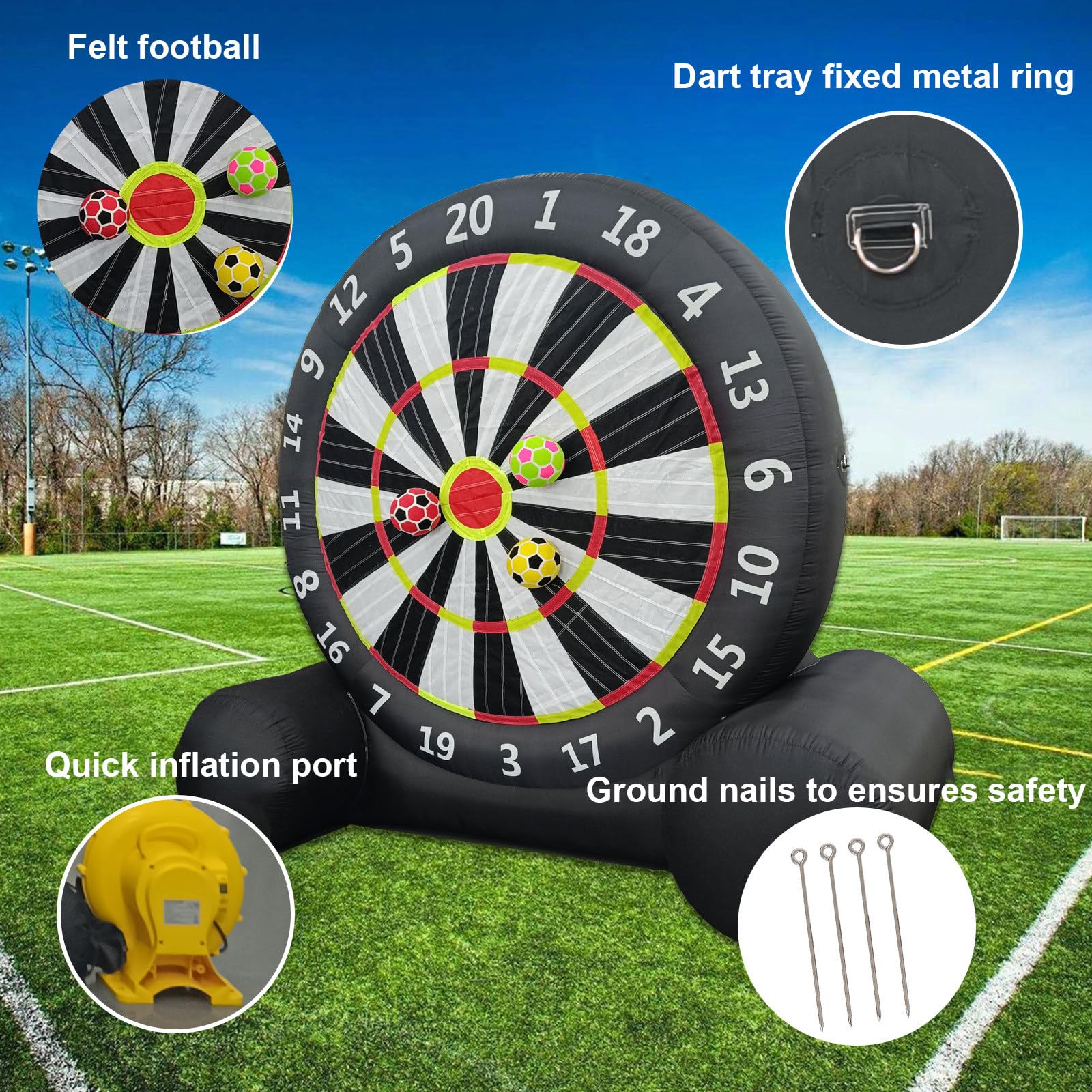 Diana inflable de fútbol con bomba de aire, perfecta para diversión al aire libre para todas las edades