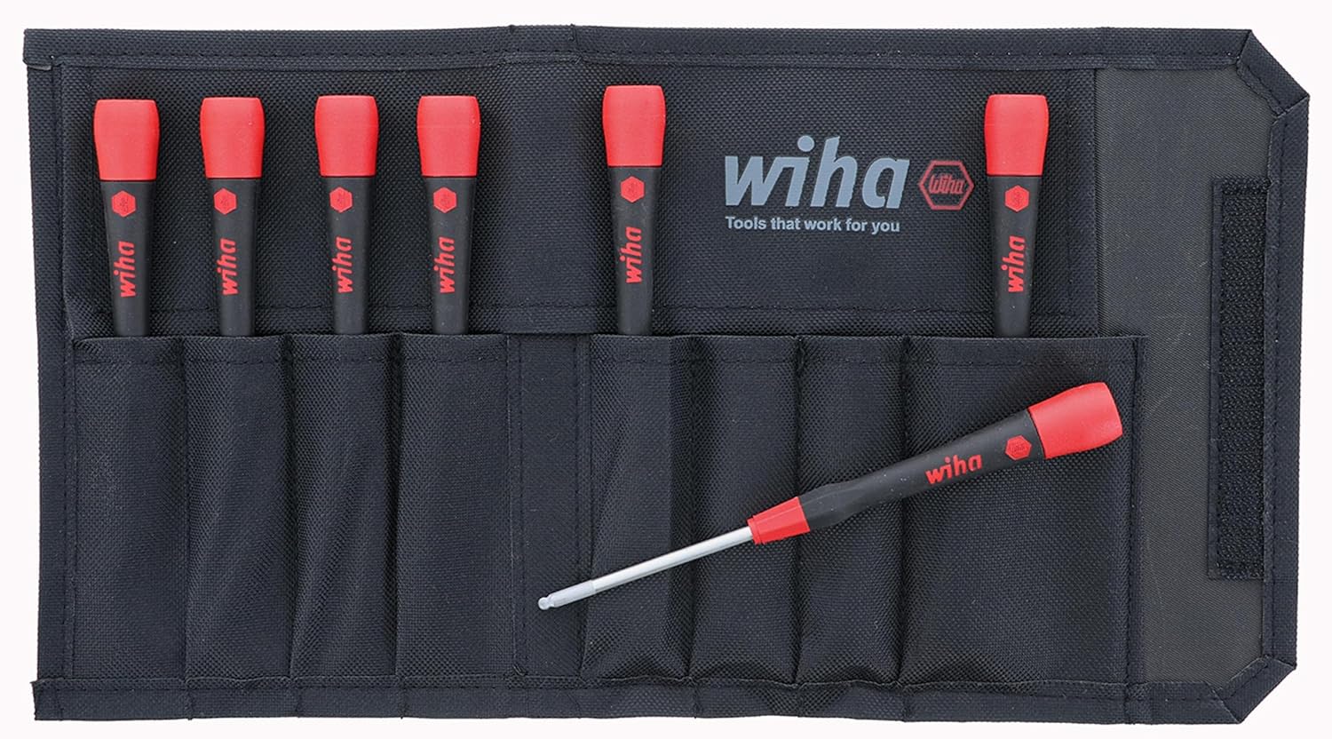 Wiha 26493 Ball End Hex Screwdriver Set with Precision Soft PicoFinish Handles, Inch, 7 Piece