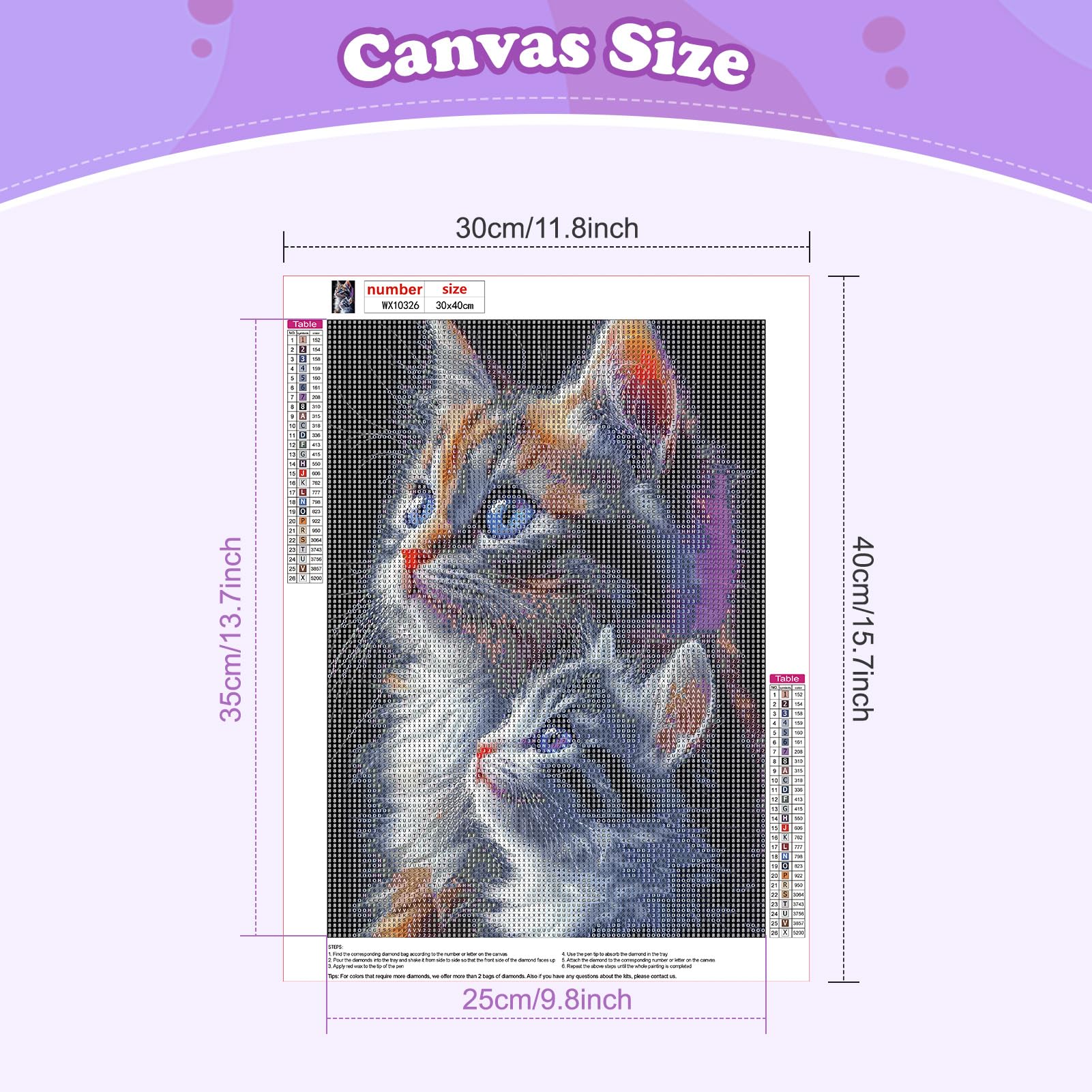 Kit Diamond Painting Gatto Soffice - Pittura Con Diamantini 5D 30x40cm Per Adulti E Bambini