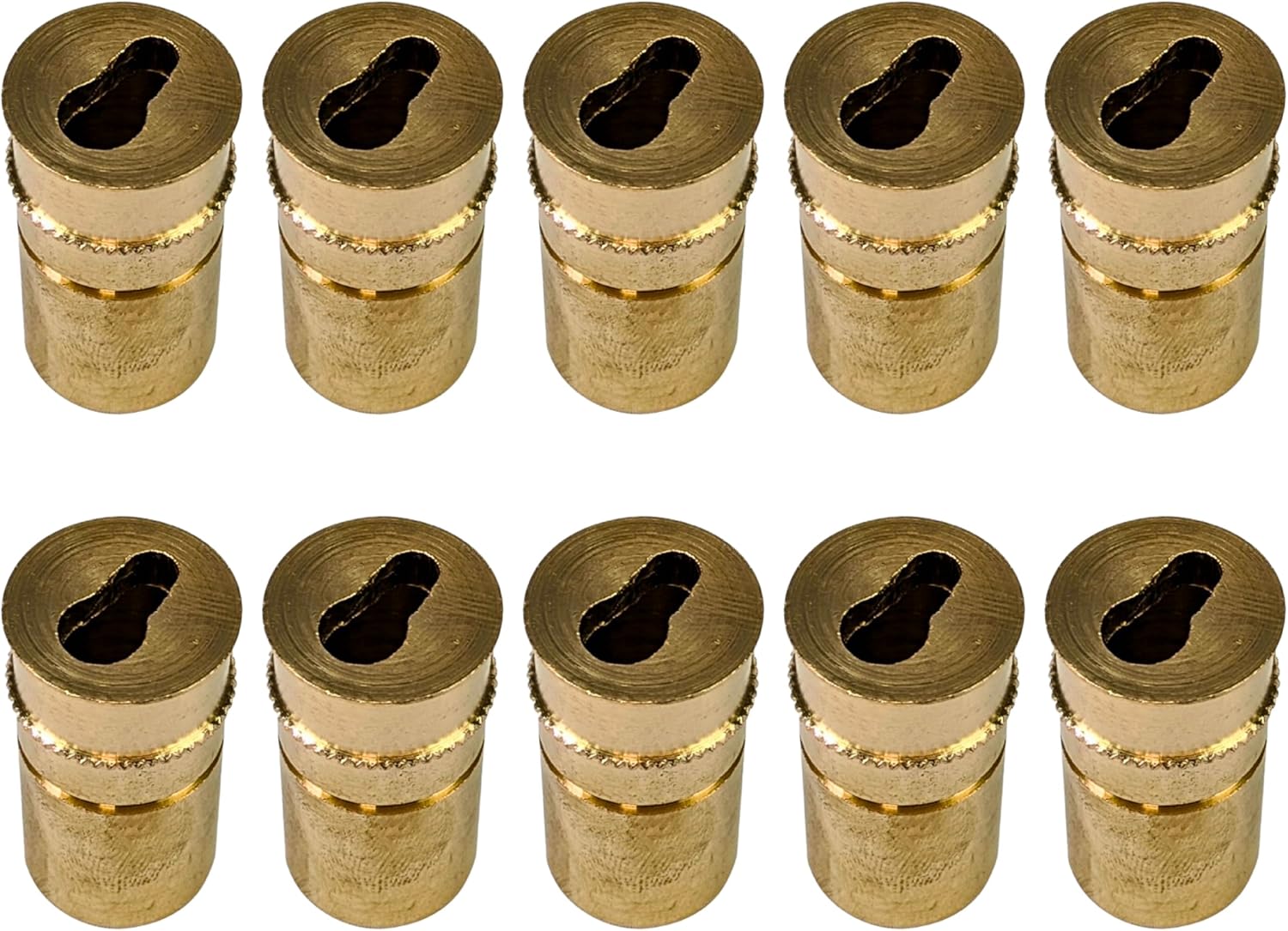 Pool Safety Net Anchors – 0.75 Brass Keyhole Ground Anchors & Pool Deck Concrete Anchors (Qty 10) – Compatible with Cone Head Clips for Safety Net Covers, Spa Decks & Inground Applications