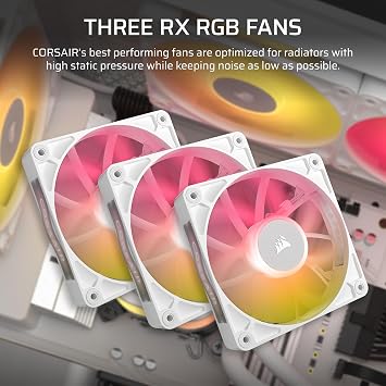 Corsair iCUE LINK TITAN 360 RX RGB Liquid CPU Cooler – 360mm AIO – 3x RX120 RGB Fans Included – Fits Intel LGA 1851/1700, AMD AM5/AM4 – iCUE LINK System Hub Included – White