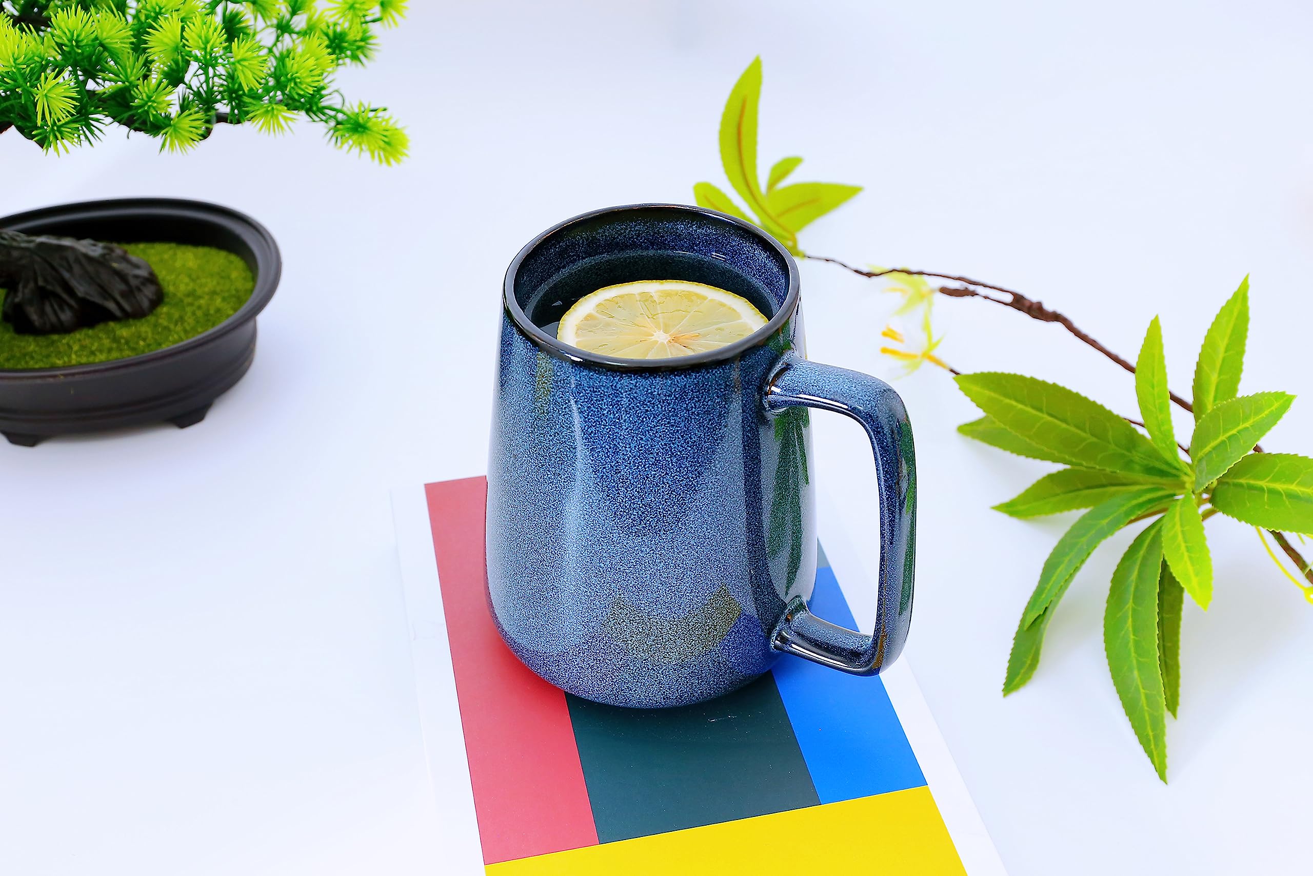 Cteahrow Large 24 OZ/700ml Ceramic Coffee Mugs, Capacity Mug with Handle,Tea Cup,Dishwasher Microwave Safe,for Office and Home (Blue) - Image 4